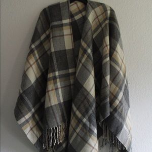 Ann Taylor Plaid Wrap OS